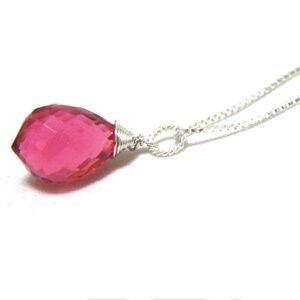 New Pink Topaz Pendant Handmade Sterling Silver, December birthstone